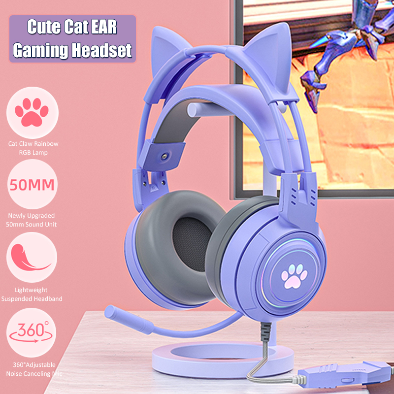 Esports Gaming Headphones - Cute Cat Ear Gaming Headphones with