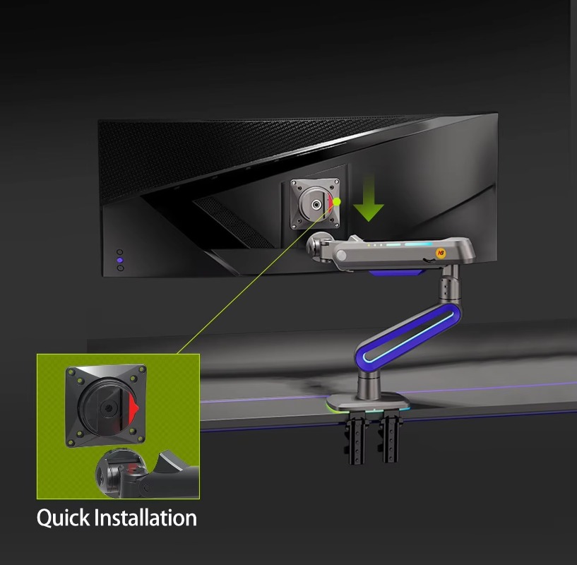 Gaming Monitor Curved - ERGONOMIC Gaming Monitor Arm for Flat/Ultrawide/Curved