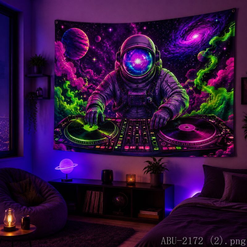 Esports Gaming Bar - Space Astronaut Disc Tapestry Psychedelic Galaxy