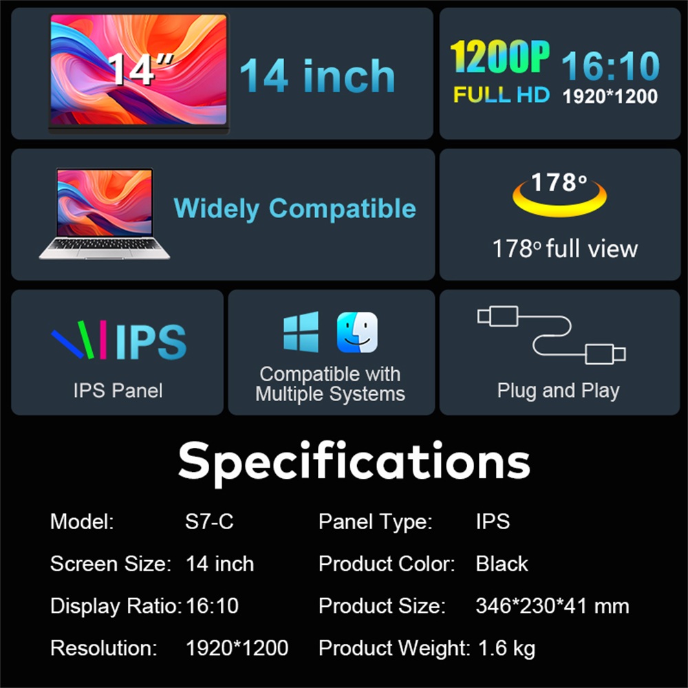 Rospider 14 to 16 Inch Dual Sc - Gaming Monitor Curved recension och pris