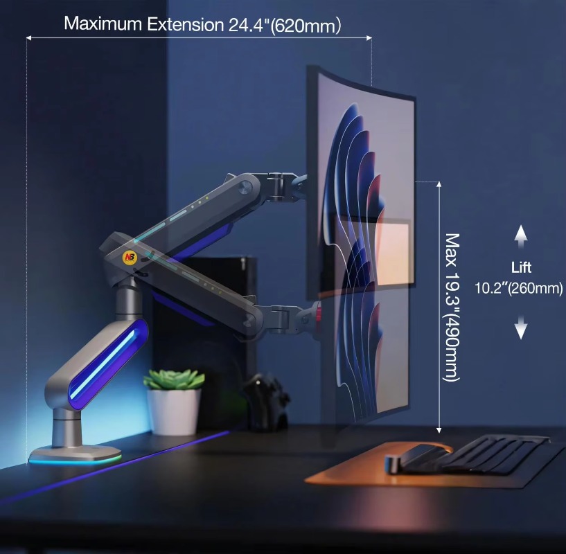 ERGONOMIC Gaming Monitor Arm f - Gaming Monitor Curved recension och pris